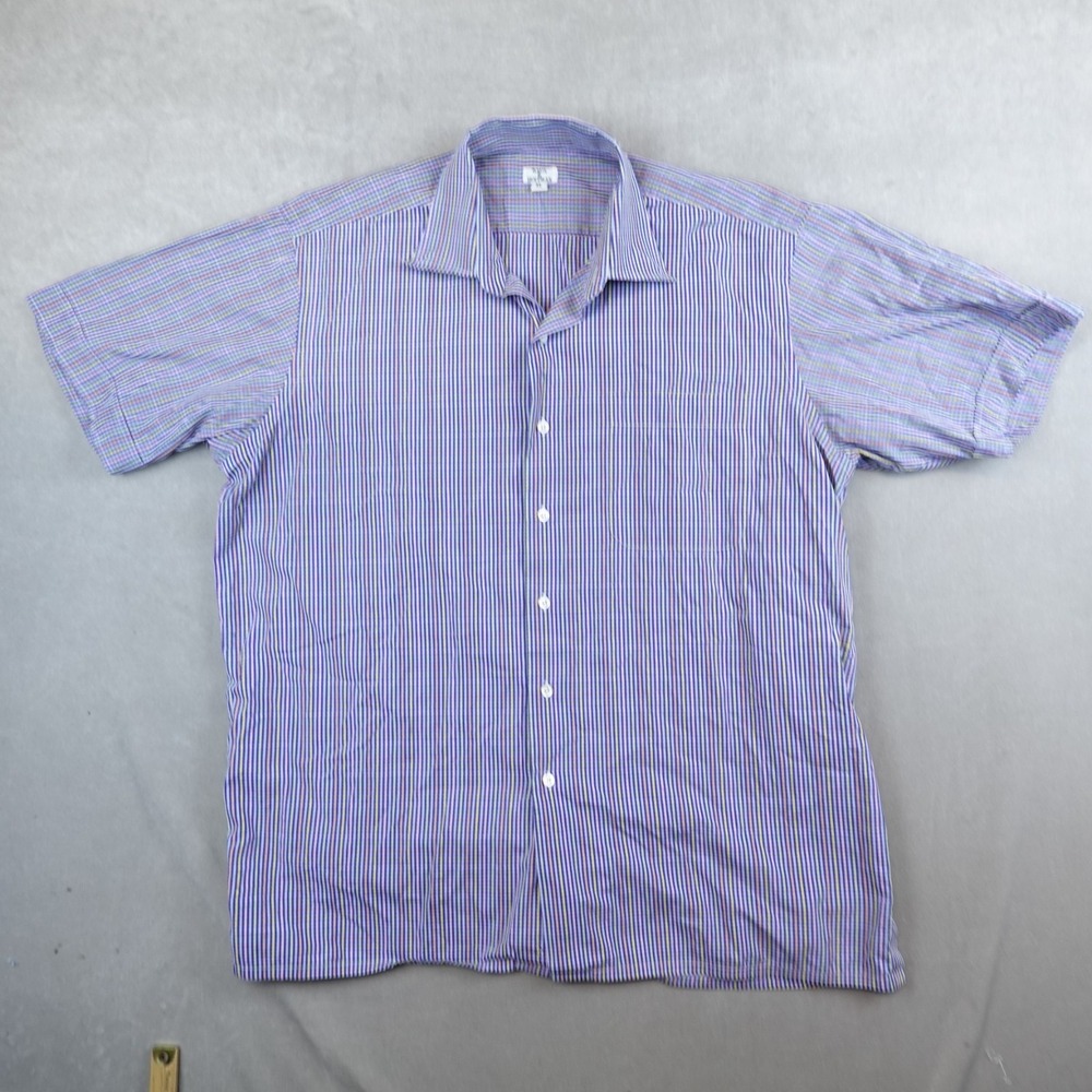 Maus & Hoffman Shirt Mens Cotton S/S Button Up Blue Mens Size XL